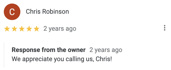 Google Review from Chris Robinson