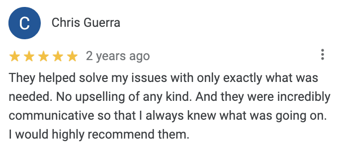 Google Review from Chris Guerra